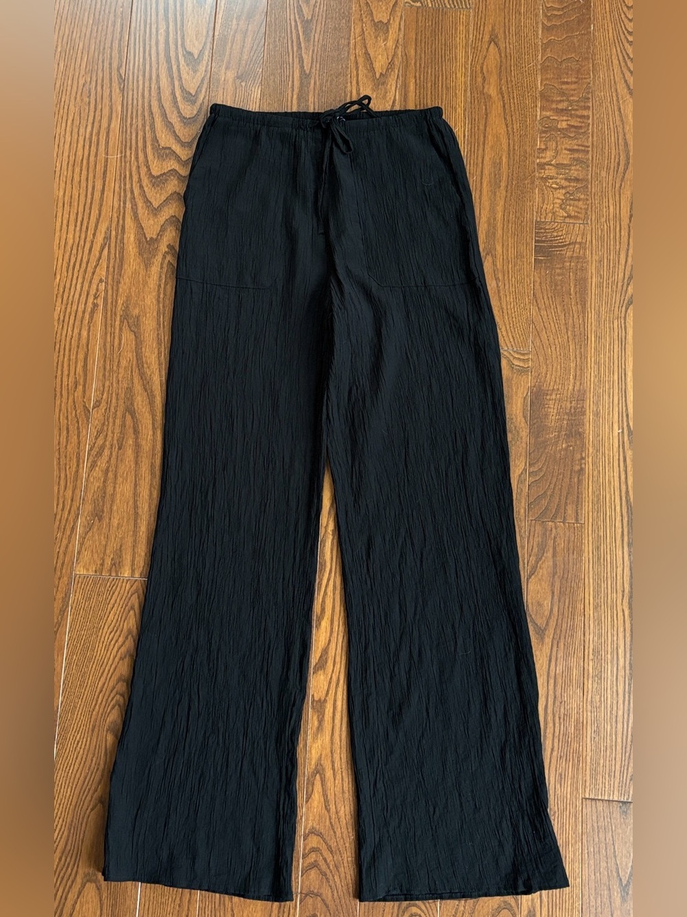 Zara Black Wide-Leg Drawstring Pants
